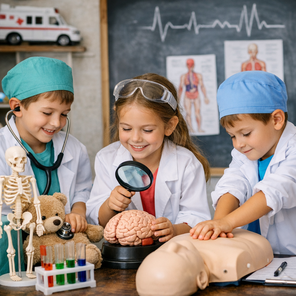 Vaikai medicinos stovykloje